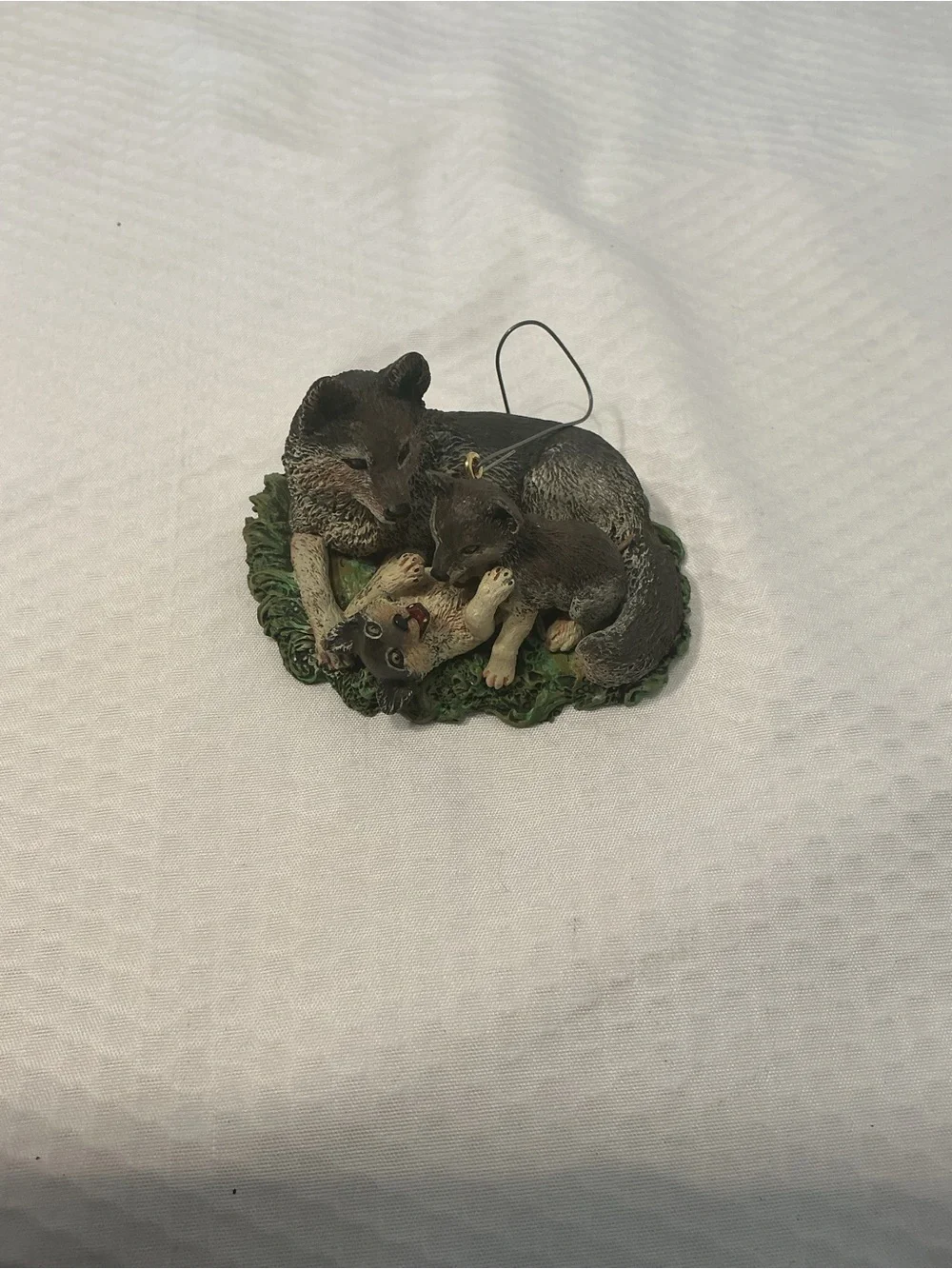 Hallmark Gray and Brown Fox Family Ornament vintage 1998